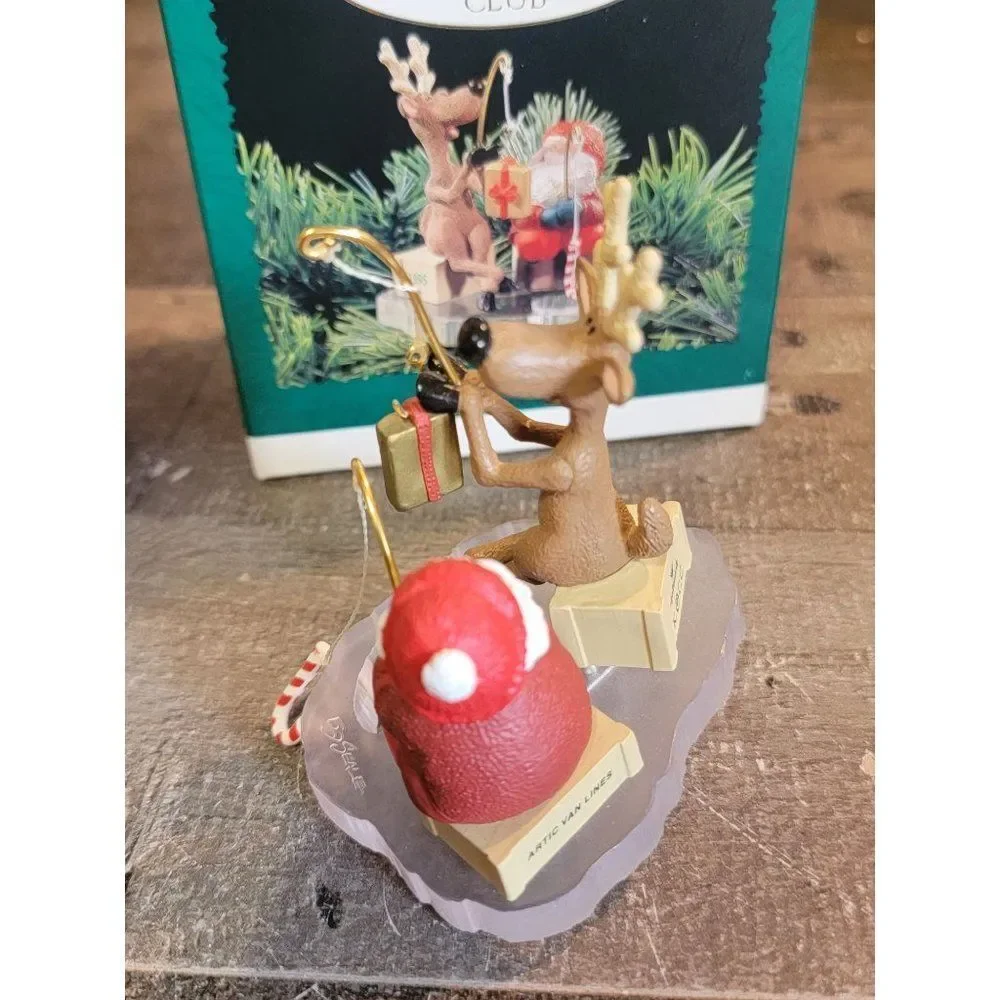 Hallmark fishing for fun 1995 ornament‎ Xmas Decor reindeer Santa